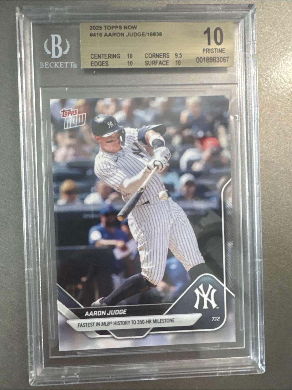 Topps Now Aaron Judge Baseball Card - Navy Blue, White, Gray